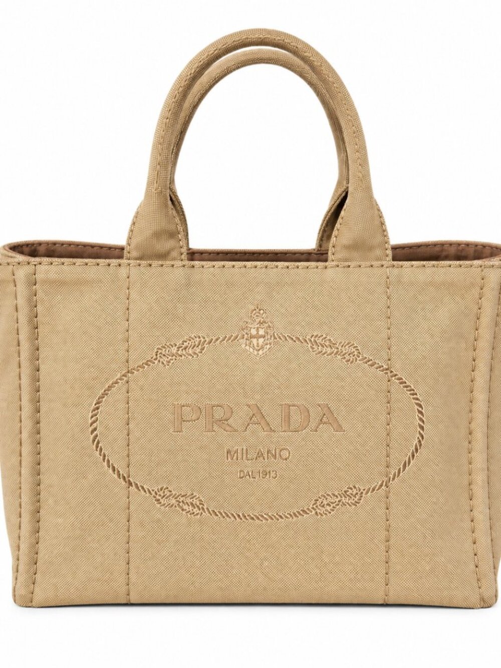 Authentic Prada Jardinière Mini Cotton Canvas Handbag  MSRP$2,280